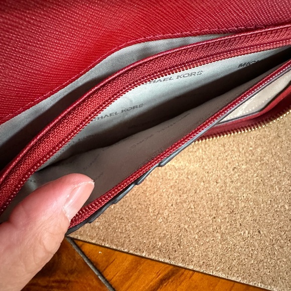 Michael Kors Leather Full Zip Around Wallet & Wrislet, Red, Large - Picture 14 of 15
